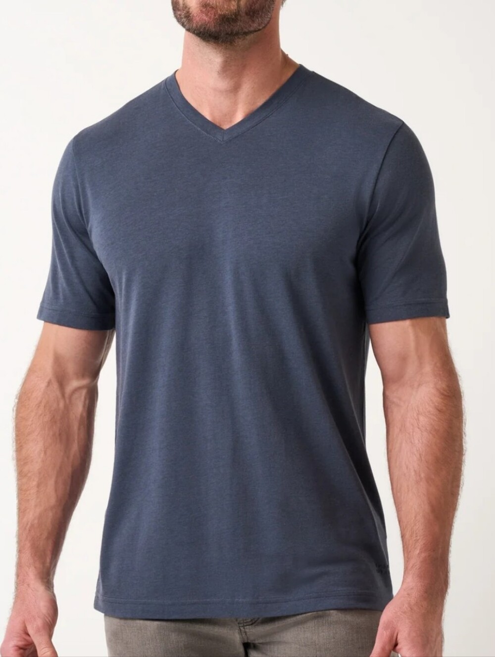 MEN'S TRAVIS MATHEW CLOUD V NECK BLUE LIGHTS SHORT SLEEVE SHIRT XXL 2XL